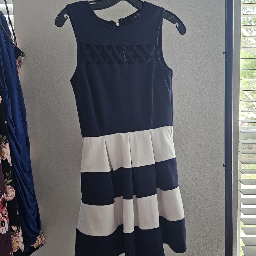 Speecless Midnight Blue And White Dress